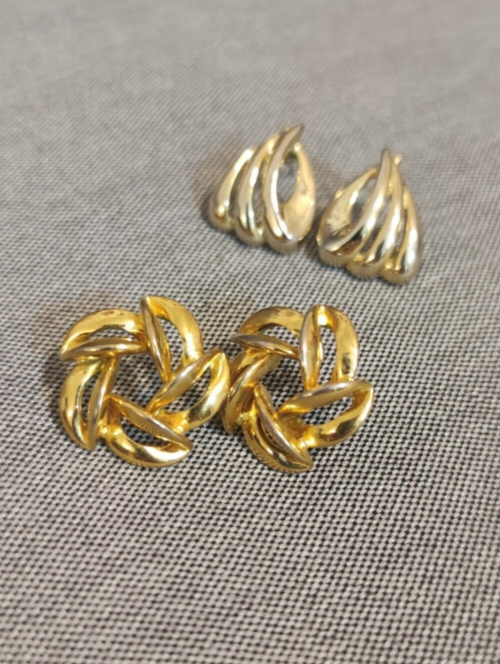 Vintage Gold Tone Earrings - Two Pairs Included